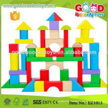 EZ1013 50pcs Creative Stacking Kids Wooden Blocks w/ bucket